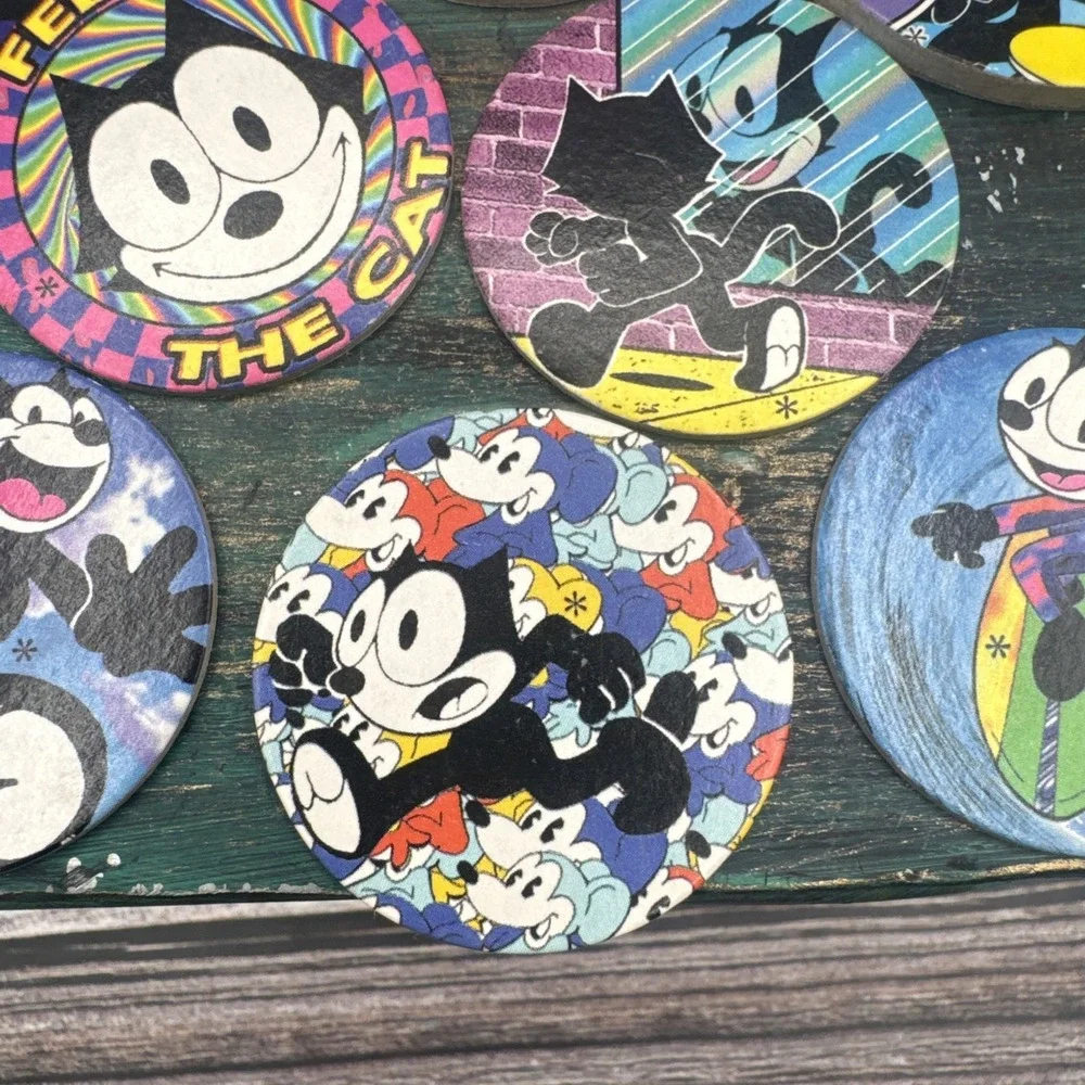 Vintage Various Felix the cat pogs Lot Of 8 1990's Rare